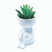 Pot de fleurs en céramique en forme humaine, au design créatif, idéal pour les plantes grasses et les cactus. Décoration élégante pour la