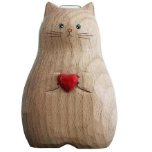 Vase chat en bois massif fait main, vase statue chat en bois massif, vase décoratif chat moderne et minimaliste, vase chat pour centre de table