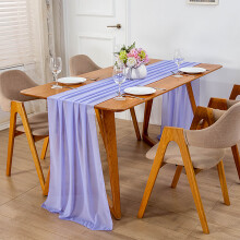 Chemin de table élégant en mousseline pour la décoration de réception de mariage, chemin de table en polyester translucide avec un design