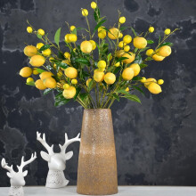 Paquete de 2 ramas artificiales de limón, amarillas, 95 cm (37,4 pulgadas), decoración de fruta artificial, tallos de plástico ecológicos para