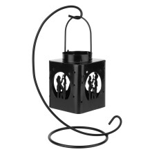 Felinar din sticlă metalică în stil antic, felinar festiv de Crăciun cu fulg de zăpadă, design durabil și elegant, cu fier de înaltă