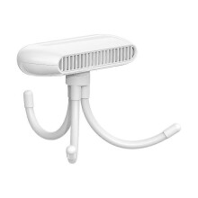 (WHITE) USB Rechargeable Folding Fan Portable Bladeless Stroller 360 Rotate 4 Gear Wind Adjustable Air Cooling