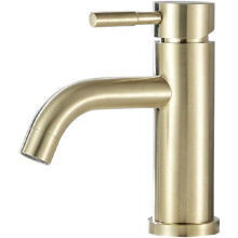 Robinet de lavabo moderne en acier inoxydable, construction en laiton massif finition or brossé, mitigeur monocommande eau chaude/froide,
