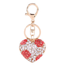 Porte-clés romantique avec rose, breloque en cristal au design moderne pour sac et clés, pendentif tendance effet peinture à l'huile, cadeau