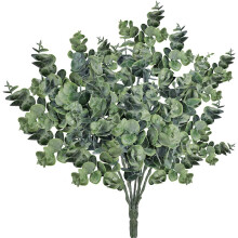 Ramas de eucalipto artificial de color verde grisáceo para decoración del hogar, juego de 3 arbustos con 7 tallos flexibles.