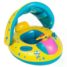Pool Float Baby Inflatable Toddler Swim Aid Portable UV-resistant with Canopy And Steering Wheel Toy for Water Play