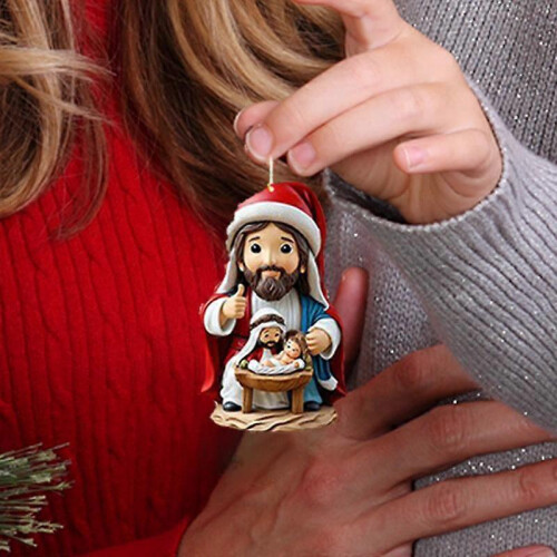 (A) 24PCS Jesus Pendant Christmas Advent Calendar 2D Acrylic Countdown For Tree 1