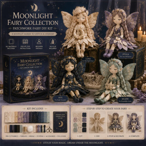 (Set G) Fairy Patchwork DIY Collection, Fun Flower Fairies Patchwork Sewing Kit