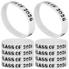 10St Flexibele Silicone Armbanden Graduation Class of 2026 Wit