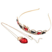 1Set Glanzende Rhinestone Tiara Met Ketting Verjaardag Vrouwen