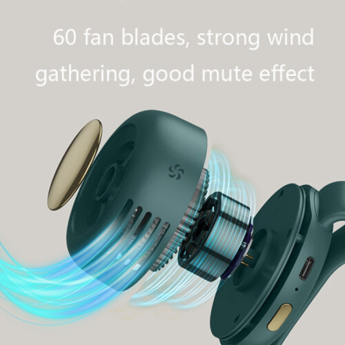 MF019 Mini Cyclone Φορητός Ανεμιστήρας Μέσης με Κλιπς χωρίς Λεπίδες (Πράσινος)HY 2