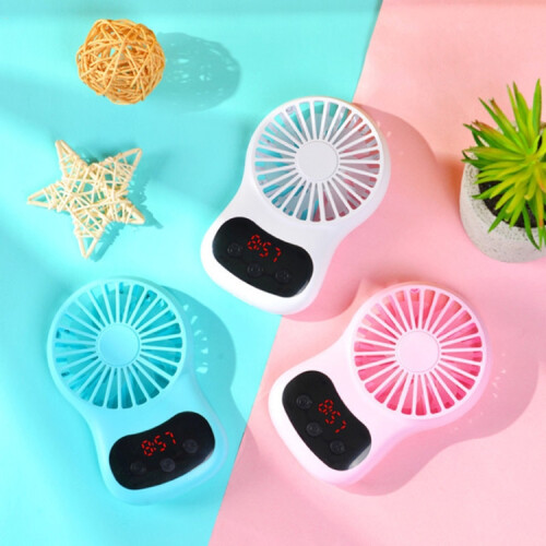 Multifunctional Clock Small Fan Creative Desktop Mini USB Fan(White)HY 1