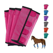 (Pink) Breathable Mesh Horse Flyproof Leggings, Mesh Horse Fly Boots Set of 4