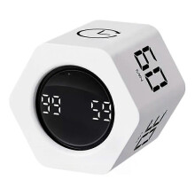 (White) Productivity Cube Timer Gravity Sensor Flipping Desk 5 Preset Time ADHD for Office Study Work