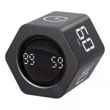 (Black) Productivity Cube Timer Gravity Sensor Flipping Desk 5 Preset Time ADHD for Office Study Work