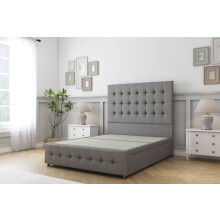 Sloomy Berlin Pewter Dumfries Divan Bed Base 2 Drawers Right Side With 54" Floor Standing Headboard & 12" Matching Footboard 2'6 Small Single