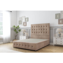 Sloomy Berlin Mink Naples Divan Bed Base 2 Drawers Left Side With 54" Floor Standing Headboard & 12" Matching Footboard 2'6 Small Single