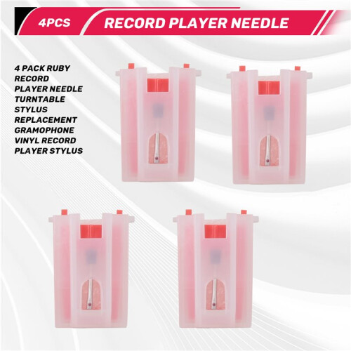 4 Pack Ruby Record Player Needle Turntable Stylus Replacement Gramophone Vinyl Record Player Stylus 1