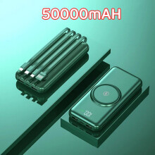 (Green 10000mAH) 100000mAh Wireless Power Bank Built in Cable Portable Super Fast Charging Large Capacity Powerbank for iPhone17 Samsung Xiaomi