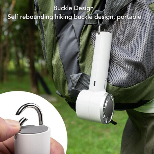Portable Handheld Fan with Fast Cooling, 5 Speeds, Foldable Buckle, USB Rechargeable, White 2