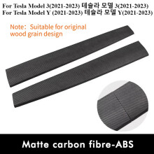 (Glossy White 4PCS) Car Door Side Trim Dashboard Cover For Tesla Model 3 Y Carbon Fiber Pattern Front Interior Dashboard Central Control Trim Strip