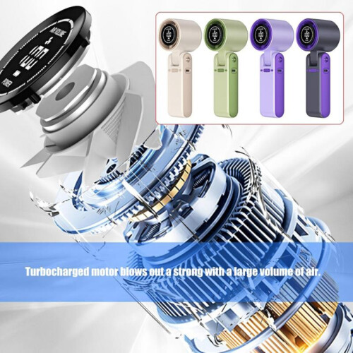 Portable Handheld Fan with 100Speed Cooling Control Cold Compress USB Rechargeable TypeC Green 1