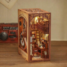 (349) Habarri 3D Puzzle Book Nook DIY Secret Cabinet with LED Light Realistic Wooden Miniature Assembly Kit Elegant Decor Gift Collectible 18x11x23cm