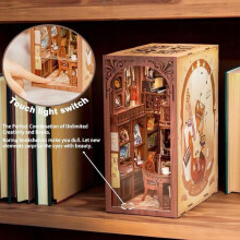 (241) Habarri 3D Puzzle Book Nook DIY Secret Cabinet with LED Light Realistic Wooden Miniature Assembly Kit Elegant Decor Gift Collectible 18x11x23cm