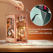 (137) Habarri 3D Puzzle Book Nook DIY Secret Cabinet with LED Light Realistic Wooden Miniature Assembly Kit Elegant Decor Gift Collectible 18x11x23cm