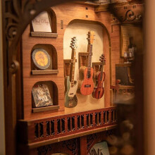 (395) Habarri 3D Puzzle Book Nook DIY Secret Cabinet with LED Light Realistic Wooden Miniature Assembly Kit Elegant Decor Gift Collectible 18x11x23cm