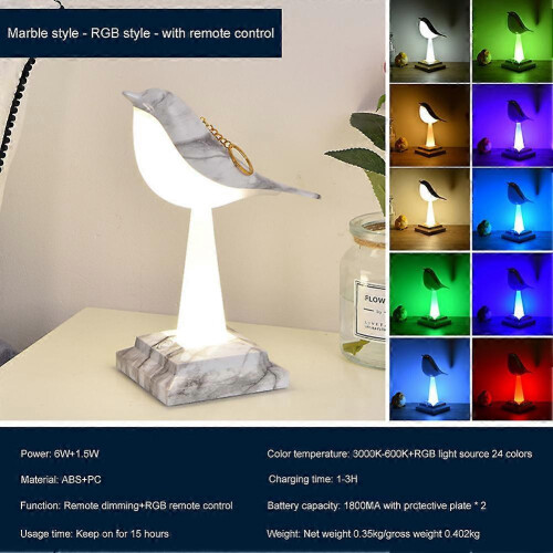 (Maple Color) Bird Aromatherapy Night Light Touch Control Remote Modern Magpie LED Table Lamp 3 Colors Dimming 2