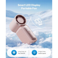 Mini Ventoinha de Mão USB com 6 Velocidades e Ecrã LED Rosa
