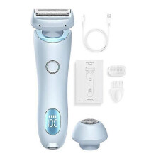 (blue) Multifunctional Shaver for Women IPX7 Waterproof Painless Epilator USB Rechargeable Trimmer 2 in 1