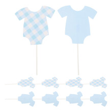 96St Baby Shower Cupcake Picks Met Schattige Blauwe Bodysuit