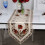 Table Runner Contemporary Floral Embroidery Rusty Red 2
