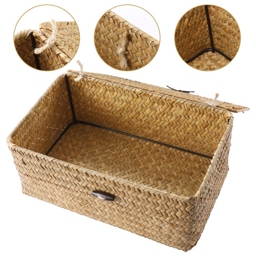 Woven Seagrass Storage Box with Lid 1 Pack 1