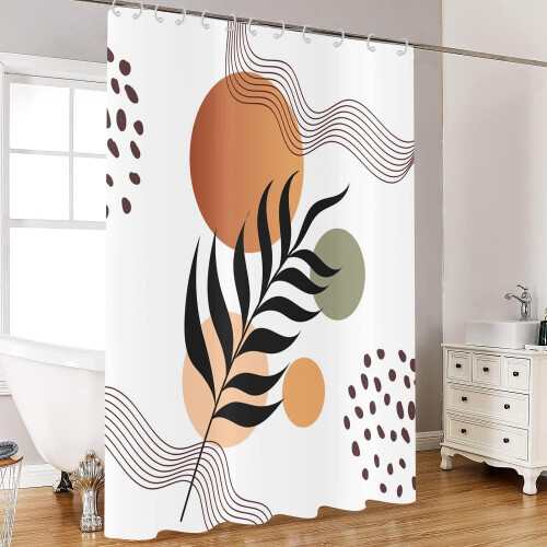 Boho Leaf Shower Curtain Waterproof 36x72 Inch 1