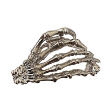 (White) Skeleton Hand Metal Hair Clip For Gift Halloween Creative Personalized Alloy Suitable Thin Punk Style