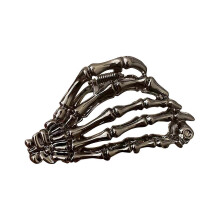 (Black) Skeleton Hand Metal Hair Clip For Gift Halloween Creative Personalized Alloy Suitable Thin Punk Style