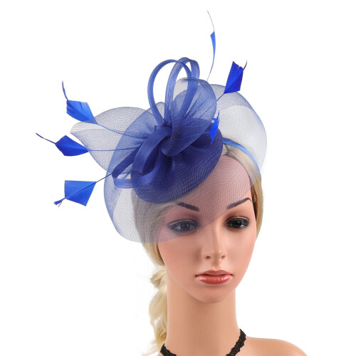 Women's Fascinator Hat with Flower Feather Mesh Design 1