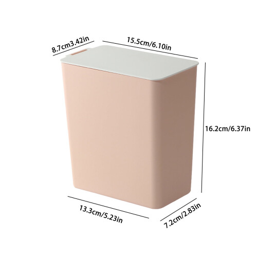 QTBIUQ plastic rectangular trash can with lid pink 2