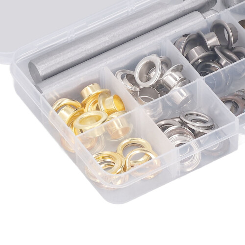 Leather Grommets Kit 3/8 inch 120 pcs 4 colors rust-proof 2