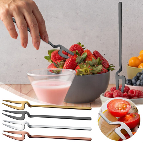 Stainless Steel Fruit Fork Long Handle 0.98x5.7 inch 2