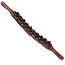 (Carbonize Wood) Wooden Lymphatic Massager Gua Sha Wood Stick 31-Beads Point Scraping Anti-Cellulite Massager for Back Leg and Pain Relief