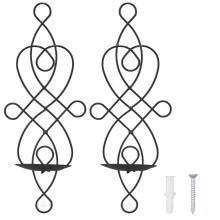 Vägglampetter i järn, set om 2, väggmonterad ljusstake med hållbart material, unik design, hängande väggljusstake, multifunktionell