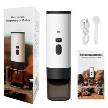 (No bracket, White) Portable Coffee Maker Espresso Machine 7800mAh Self-Heating Travel Coffee Maker for Camping Car RV Hiking Office