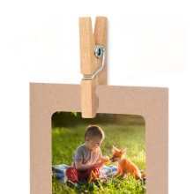 Présentoir à cadres photo en papier kraft, cadres photo 10x15 cm, décoration murale vintage à faire soi-même avec pinces en bois et ficelle de