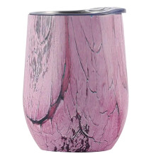 Verre à vin sans pied à double paroi, en acier inoxydable, à isolation sous vide et couvercle, idéal pour les boissons chaudes et froides,