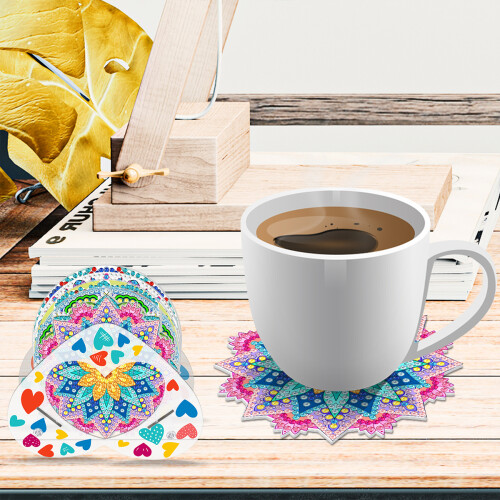 Diamond Drawing Coasters Kit with Holder 8 pcs 2