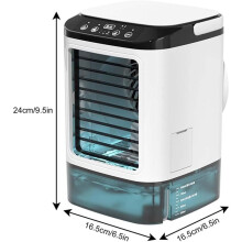 4-in-1 Portable Air Cooler with 900ml Water Tank, Evaporative Cooling Fan, 3 Speed Settings, 7 Color Night Light